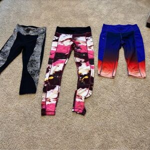 3 Pair : 2 pair Lululemon Athletica Pink and Black Leggings & 1 pair Athleta